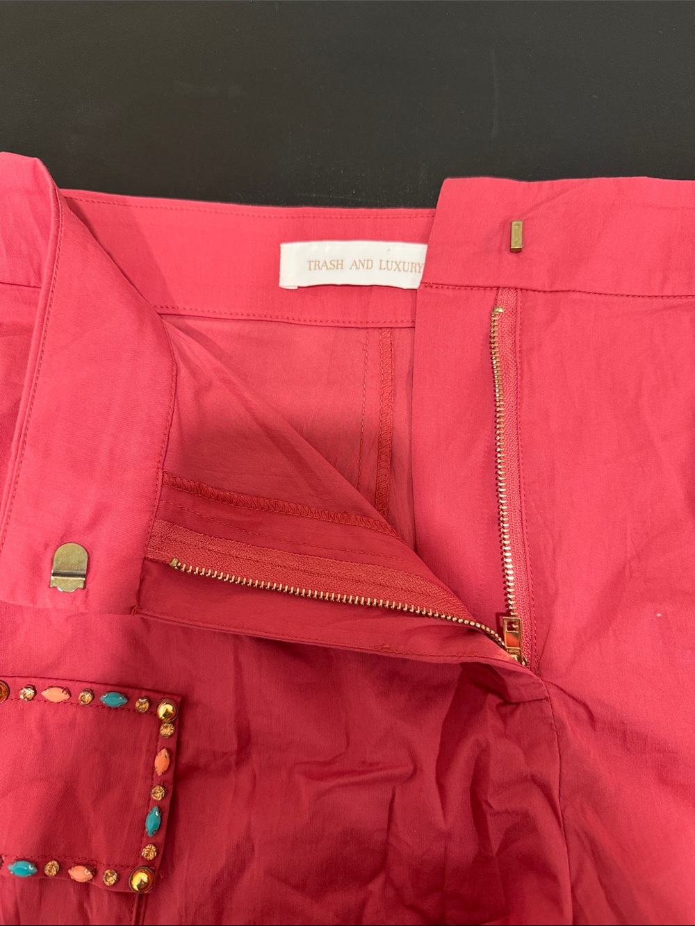 Women’s Pink Cargo Shorts with Bead Trim - Picture 5 of 7